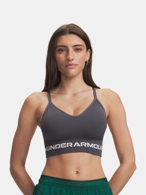 Under Armour Gray Seamless Sports Bra with White Logo Band